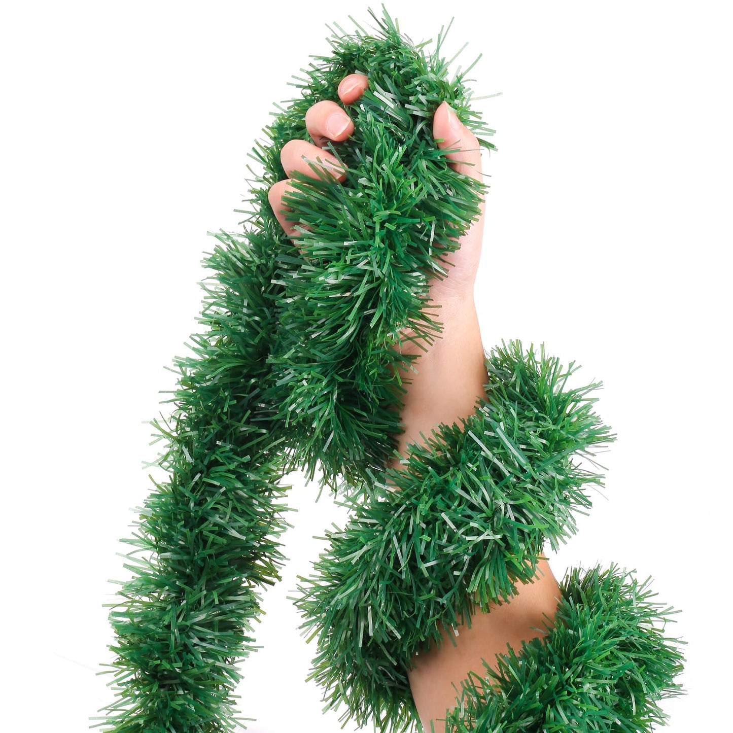 50ft Christmas Garland,Greenery Artificial Pine Twisted Hanging Garland Holiday Decor for Stairs Mantle Fireplace Home Party Holiday Christmas Decoration Indoor Outdoor Decor