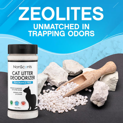 NonScents Cat Box Deodorizer - Odor Eliminator - Reduces Scooping, Extends Litter Lifespan - Fragrance-Free, Fresh Scent - 2-Pack