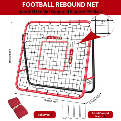 Garvee 3.3x3.3 FT Soccer Baseball Rebounder Adjustable Soccer Goal and Bounce Back Net with Steel Frame Multi-Sport Training Equipment for Control Passing Practice Easy Setup Teens Adults