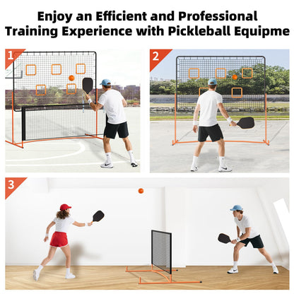 FAHKNS Pickleball Rebounder Training Equipment, Pickleball Rebound Net, for Single Player Practice Hitting, Doubles, Suitable for Garage, Backyard, Park, Indoor and Outdoor (Orange, 6 x 6 FT)