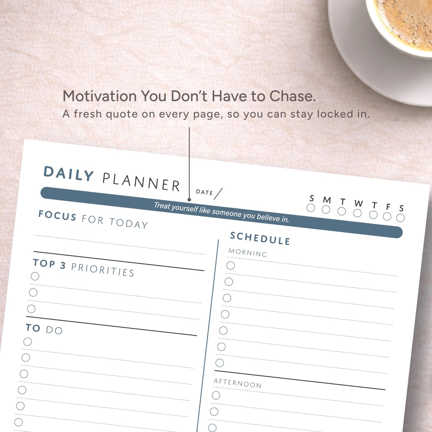 Daily Planner Notepad - ADHD Friendly and College Friendly Productivity Planner - Undated Sheets - Time Blocking Planner with Schedule, Top 3 Priorities, To Do List and Notes - Unique Daily Motivating Quotes - Water Intake and Meal Tracker - Desk Planning