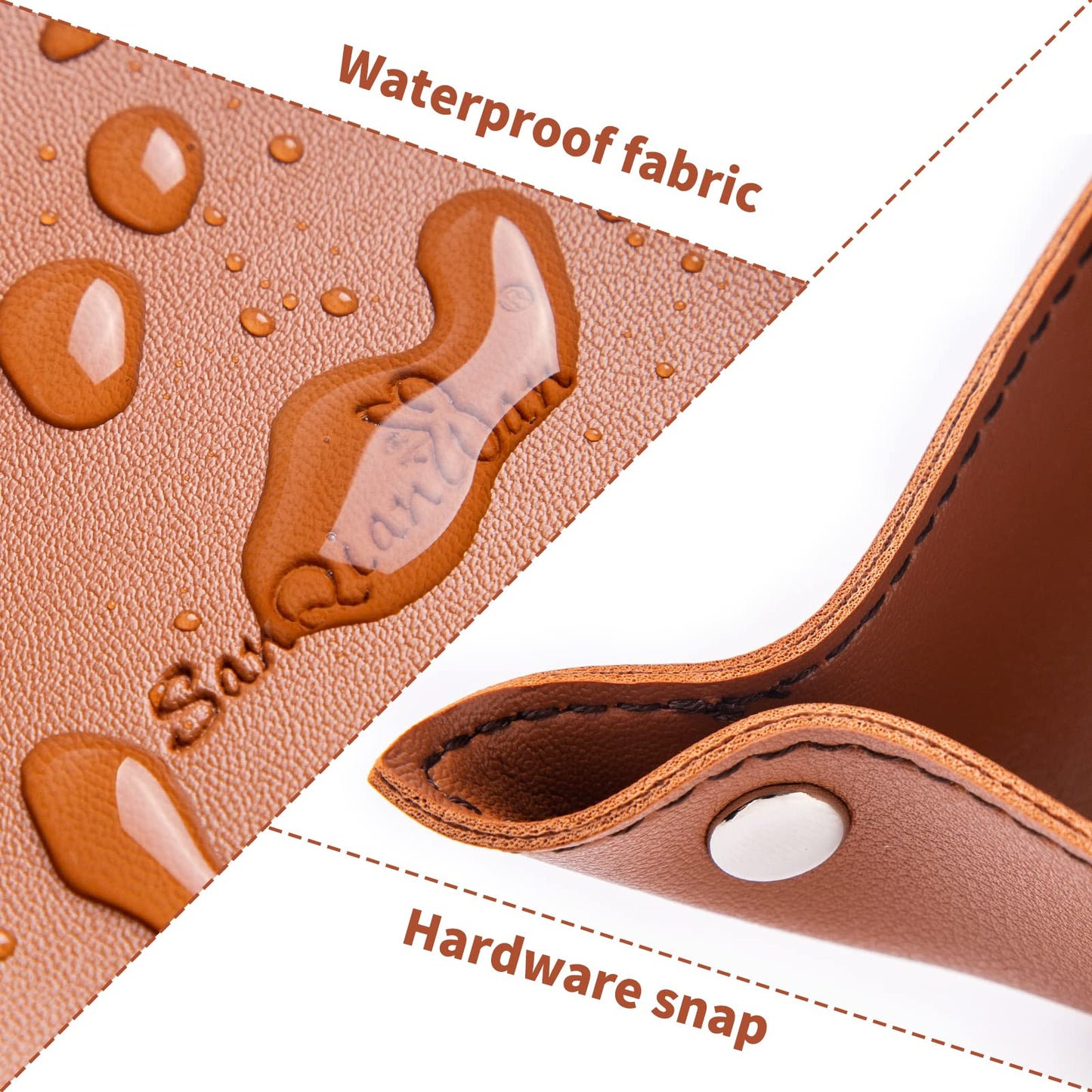 SANQIANWAN Leather Jewelry Valet Tray for Women and Man, Portable Entryway Table Tray Bedside Nightstand Desk Tray Small Catchall Travel Dish Plate for Key,Wallet,Watch,Coin (2PCs Brown-B)