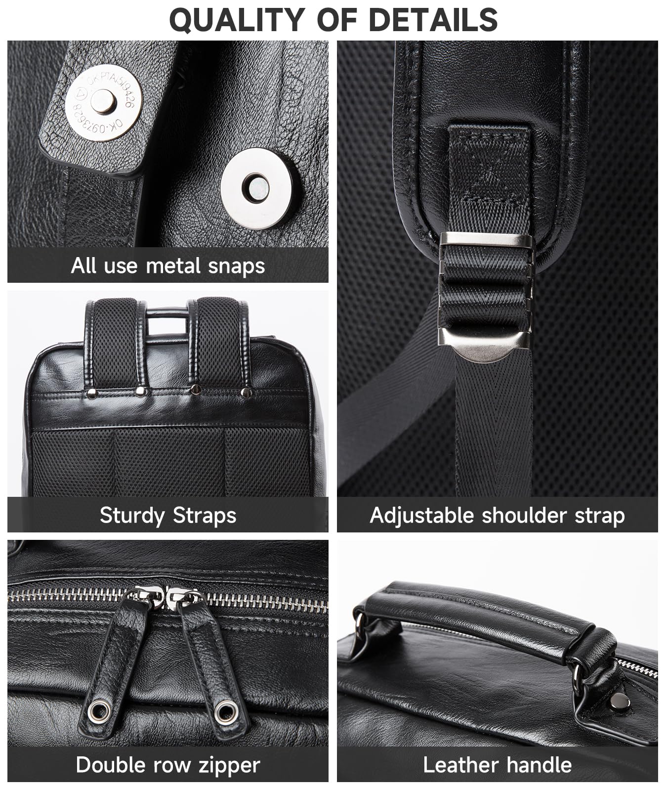 MATE ELAN Leather Travel Laptop Backpack For Men Fit 15.6" Waterproof Vintage Backpack Business Work Knapsack College Commute Hiking Black Backpacks