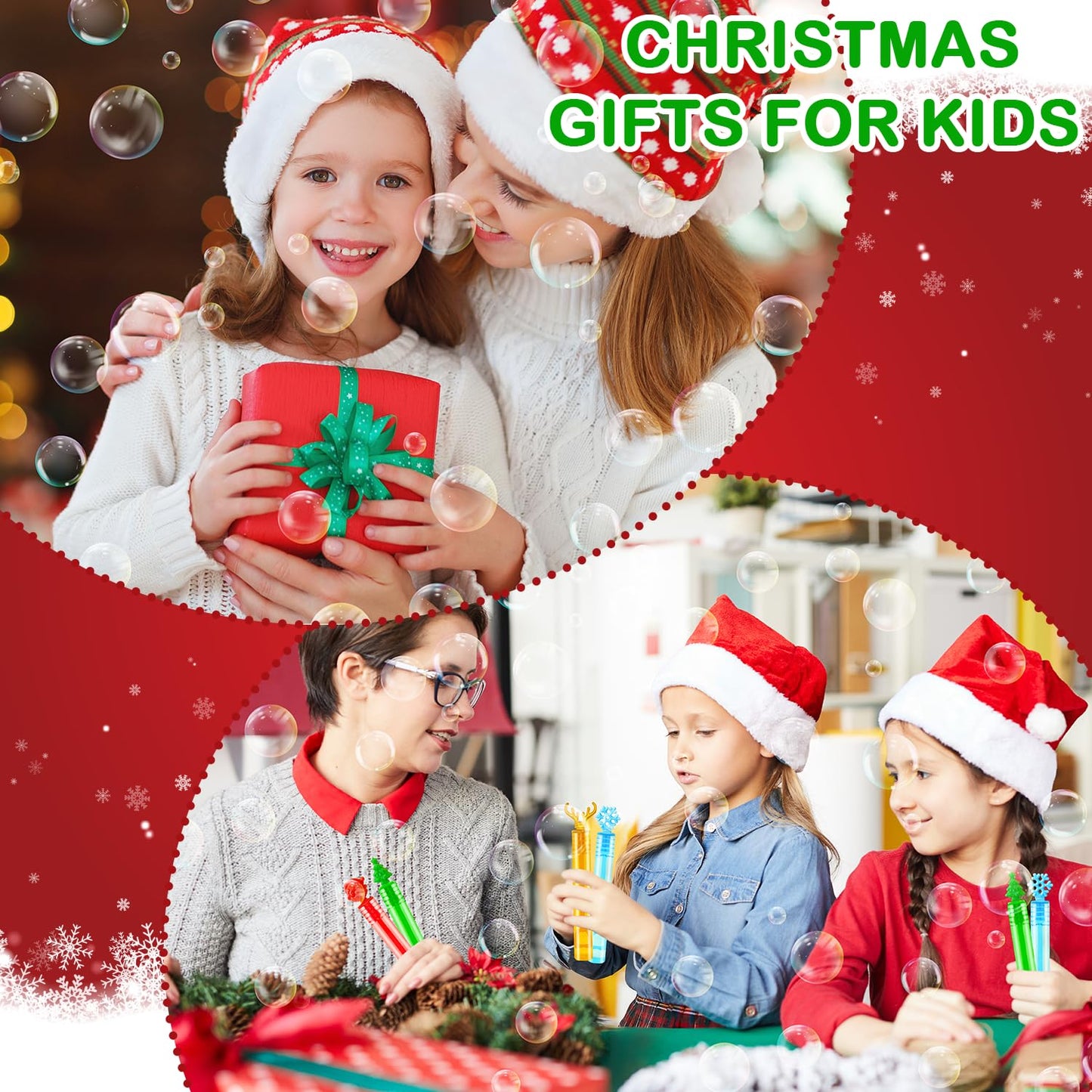 Bulk Christmas Giveaways for Kids 200 Pack,Party Favors Supplies Goody Bags Stocking Stuffers,Mini Bubbles Wand Toys Gifts for Toddlers,School Classroom Daycare Prizes Treats Trinkets for Students