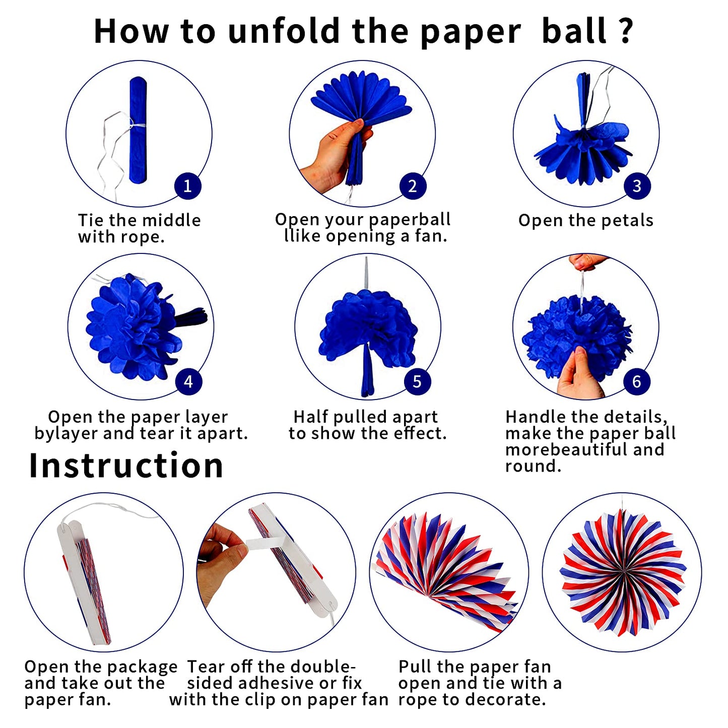 26Pcs Patriotic Decorations 4th of July Decorations LOVE USA Banner Red White Blue Paper Fans Star Streamer Pom Poms Hanging Swirls for Veterans Labor Presidents Flag Memorial Day