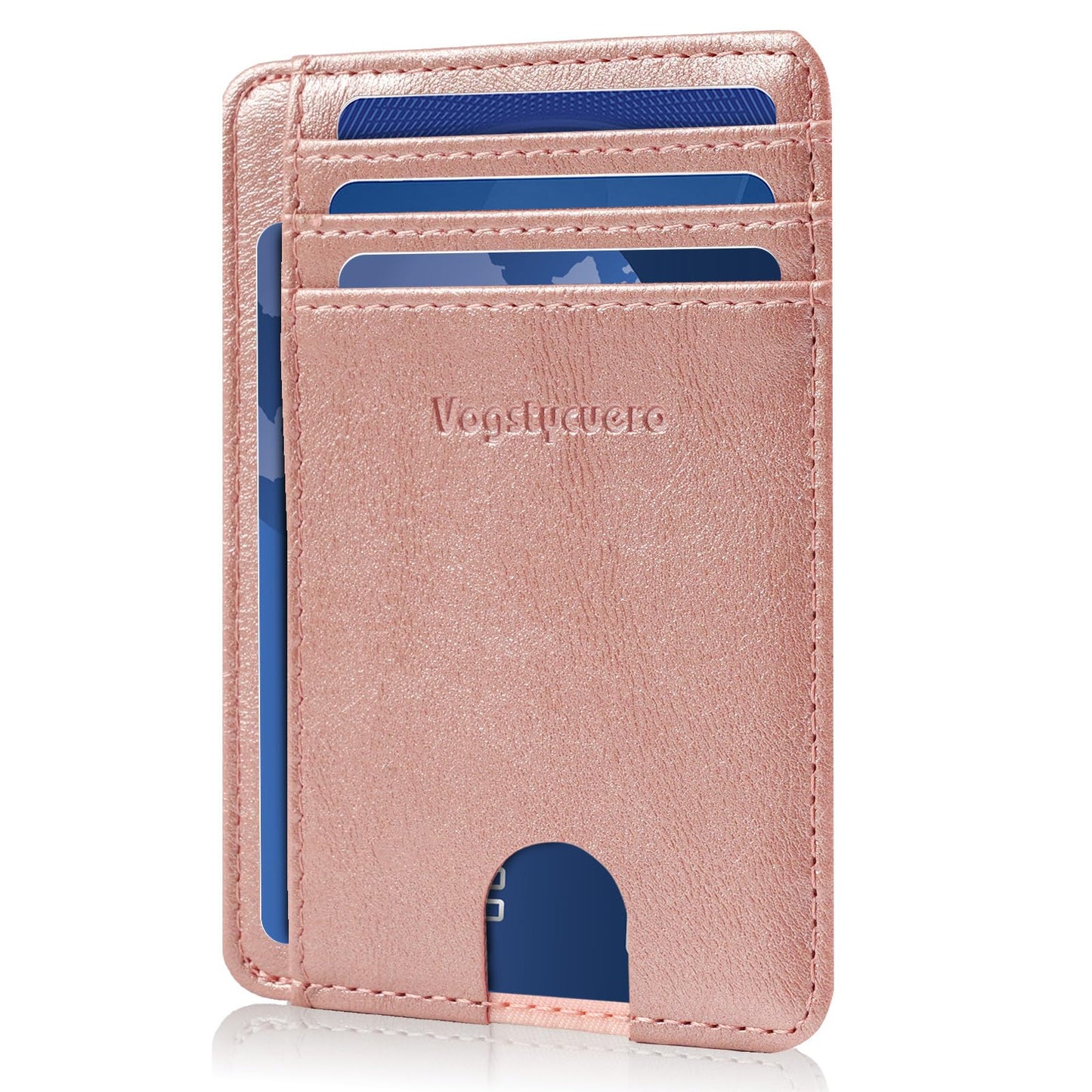 VOGSTYCUERO Front pocket thin wallet for Men Women RFID Blocking Credit Card Holder Card Cases Slim Minimalist wallet with Gift Box (Alaska Pink)