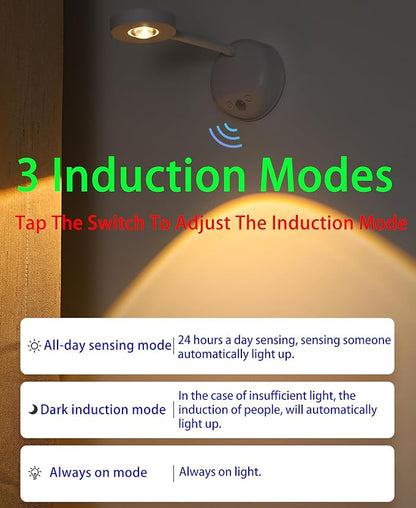 2200mAh Cat's Eye Bulb Motion Sensor Picture Light, Spotlight Painting Light, LED Wall Sconce, Night Light Lamp, Rechargeable 3 Color & Dimmable Magnetic 360° Rotation with Remote (White, 1 Pcs)
