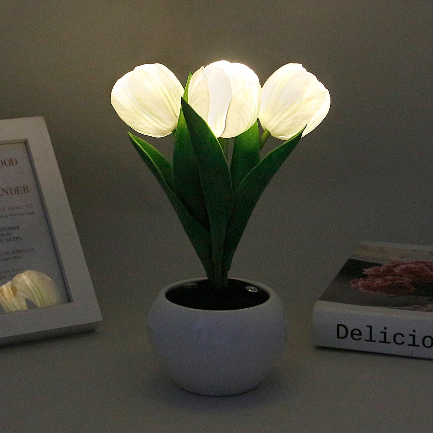 Naimo Tulip Night Light Rechargeable LED Night Lamp Flower Table Lamp for Bedroom Living Room Birthday Party Desktop Home Decor