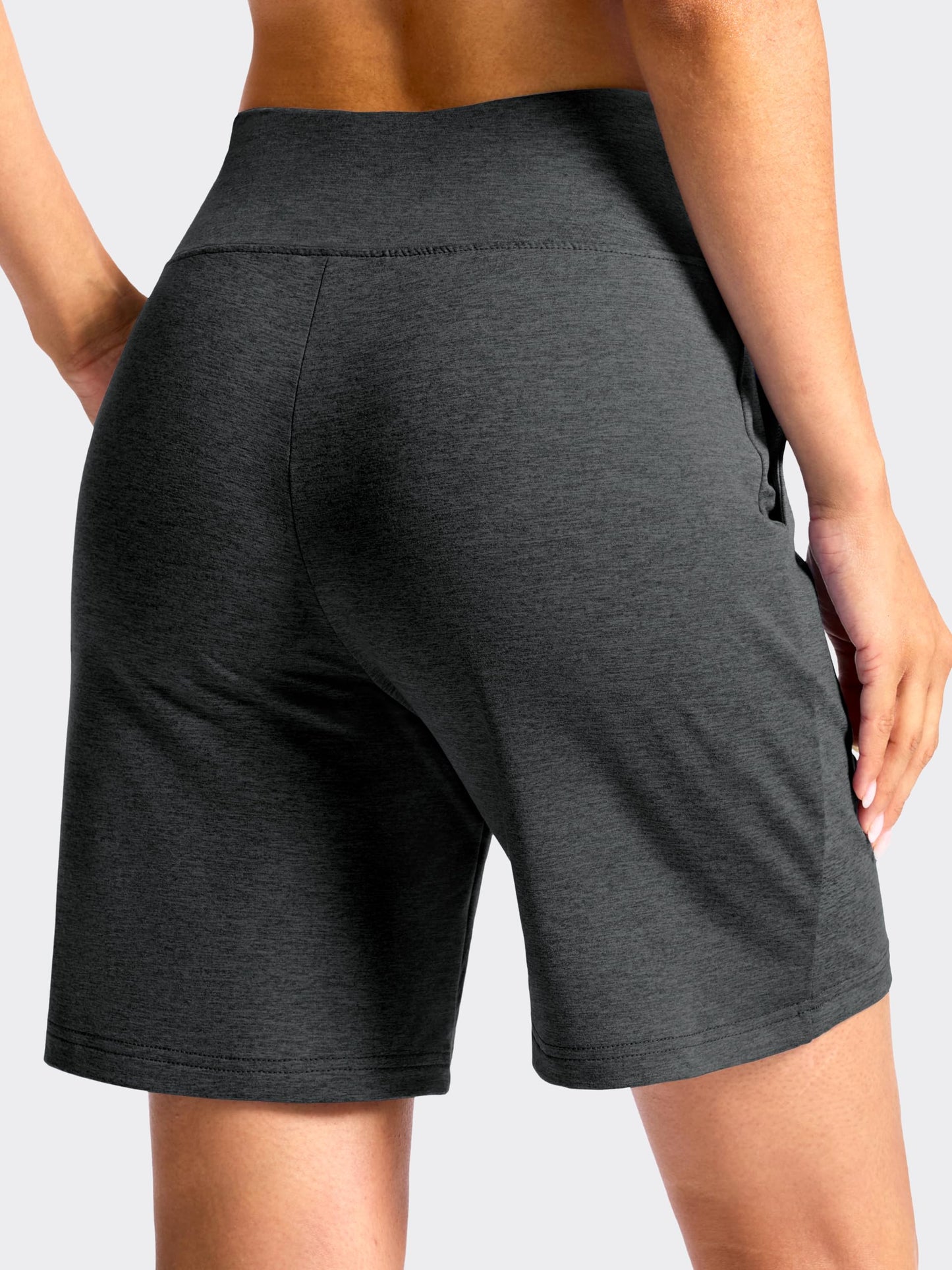 SANTINY Women's 7"/9" Bermuda Long Shorts Lightweight High Waisted Walking Casual Running Workout Athletic Short with Pockets (Charcoal_L7_L)
