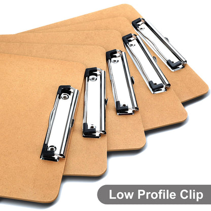Macroclo Wood Clipboards Set of 2, Letter Size Hardboard Clip Board 8.5x11 for Classroom, Students, Kid, A4 Standard Size 9" x 12.5" with Low Profile Clip, Office & School Supply