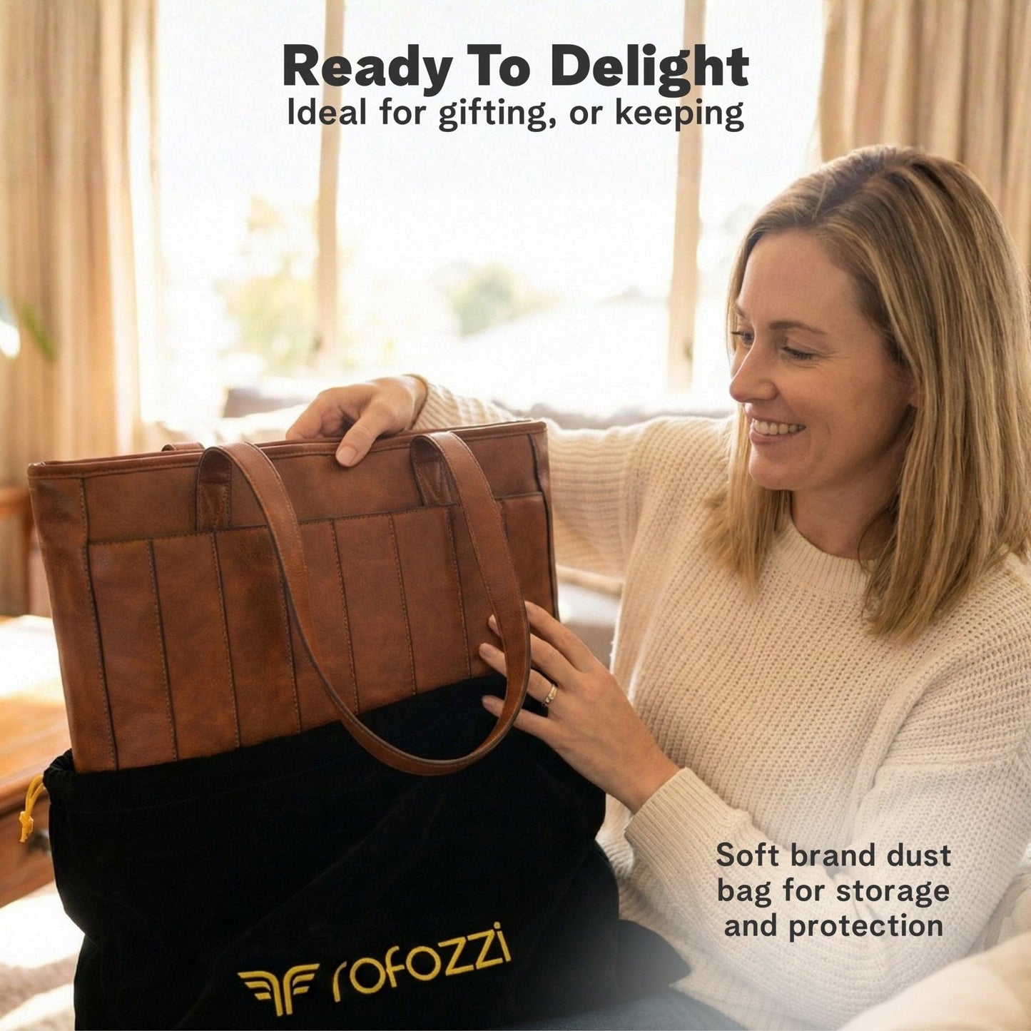 Laptop Bag for Women - 14" Vegan Leather Computer Bags for Laptops for Women - Padded Compartment - Leather Tote