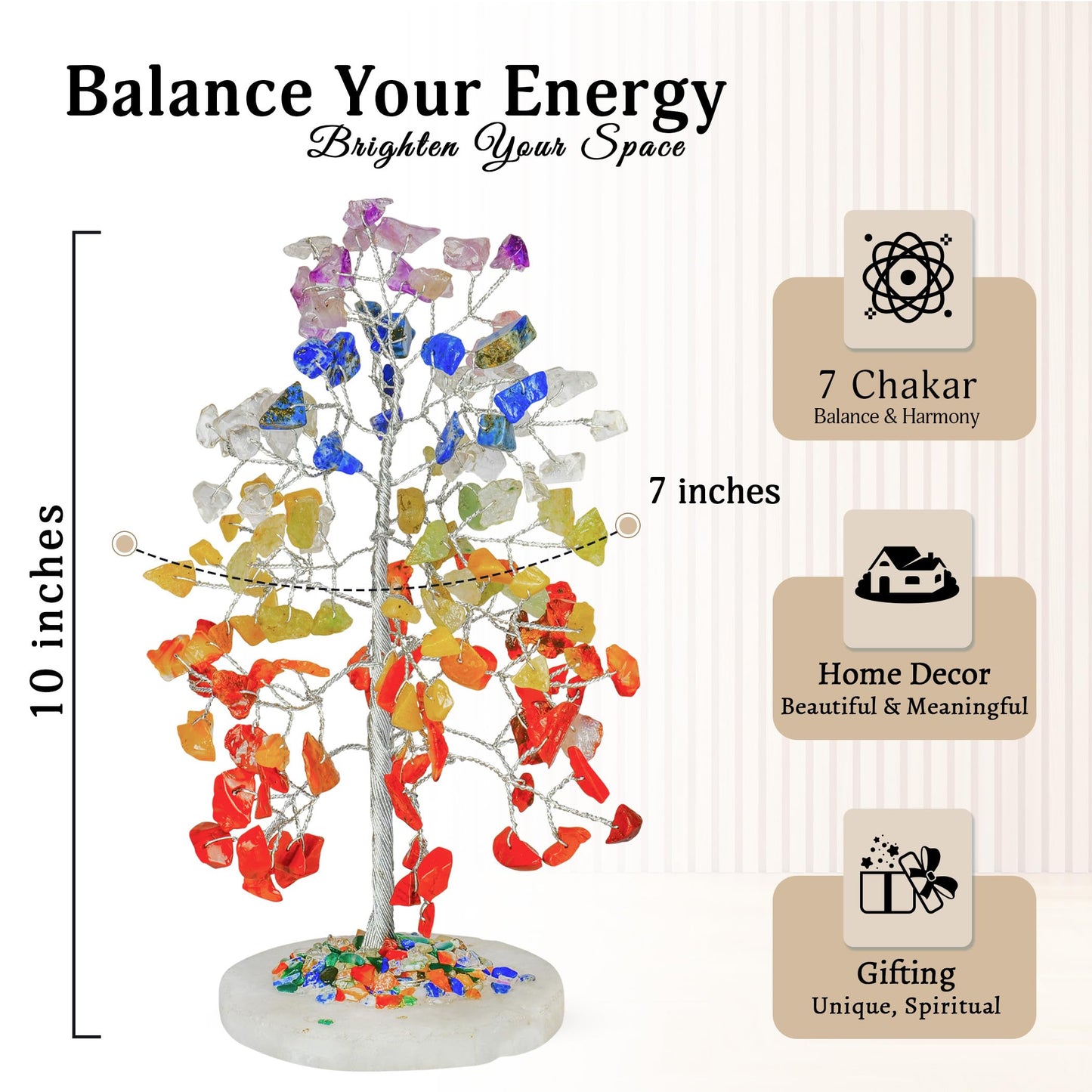 YATSKIA 7 Chakra Tree of Life Crystal Tree | Birthday Gifts for Women | Healing Crystals Gemstone Tree | Crystal Gifts for Mom | Home Office Decor | Handcrafted Unique Gifts