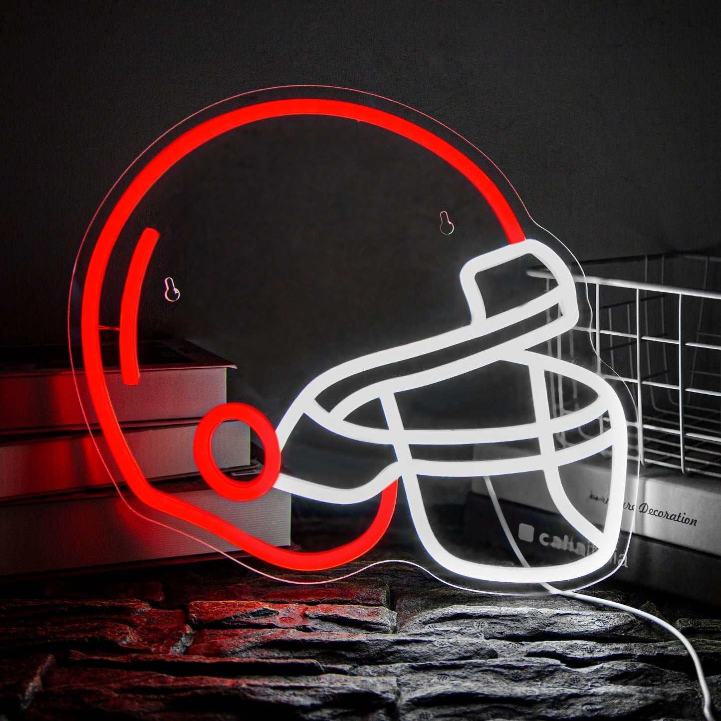 Football Helmet Neon Sign for Wall Decor, Helmet Shaped Neon Light LED Cool Sports Theme Neon Signs for Bedroom Gamer Room Man Cave Rugby Gifts for Boys Teens