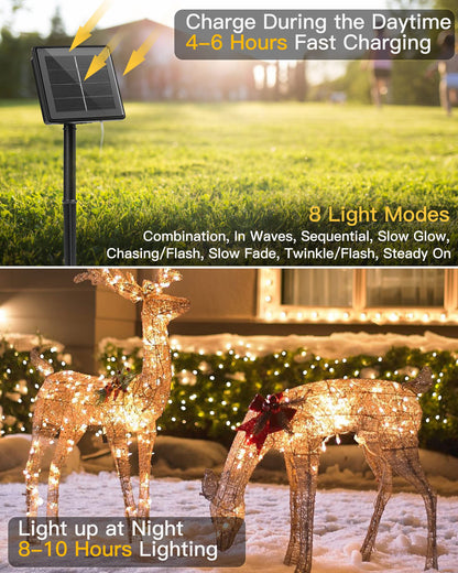 Brightown Outdoor Waterproof, 9.8Ft 120 LED String Lights, 8 Modes Firecracker Fairy Lights for Patio Balcony Wedding Christmas Decor (Warm White)