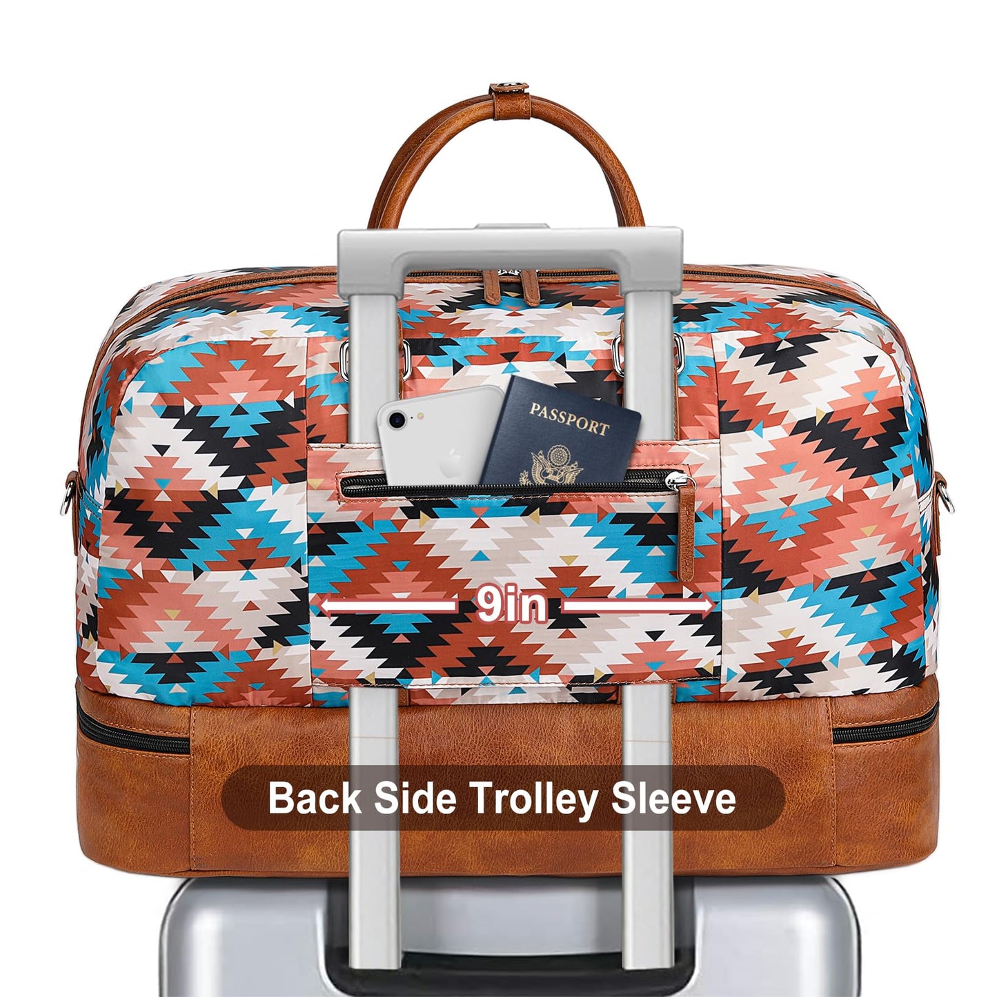 Weekender Bags for Women, 3PCS 21" Large Travel Duffle Carry on with Crossbody Bag & Toiletry Bag, Water-Resistant Shoe Compartment, Trolley Sleeve, for Business Weekend Overnight Trips