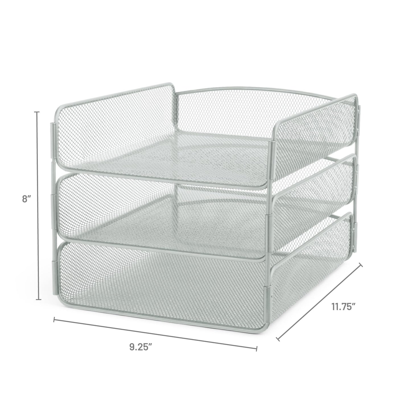 Safco Onyx Desktop Organizer, 3-Tier Paper Tray, Durable Steel Mesh Construction,Silver
