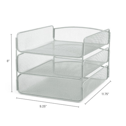 Safco Onyx Desktop Organizer, 3-Tier Paper Tray, Durable Steel Mesh Construction,Silver