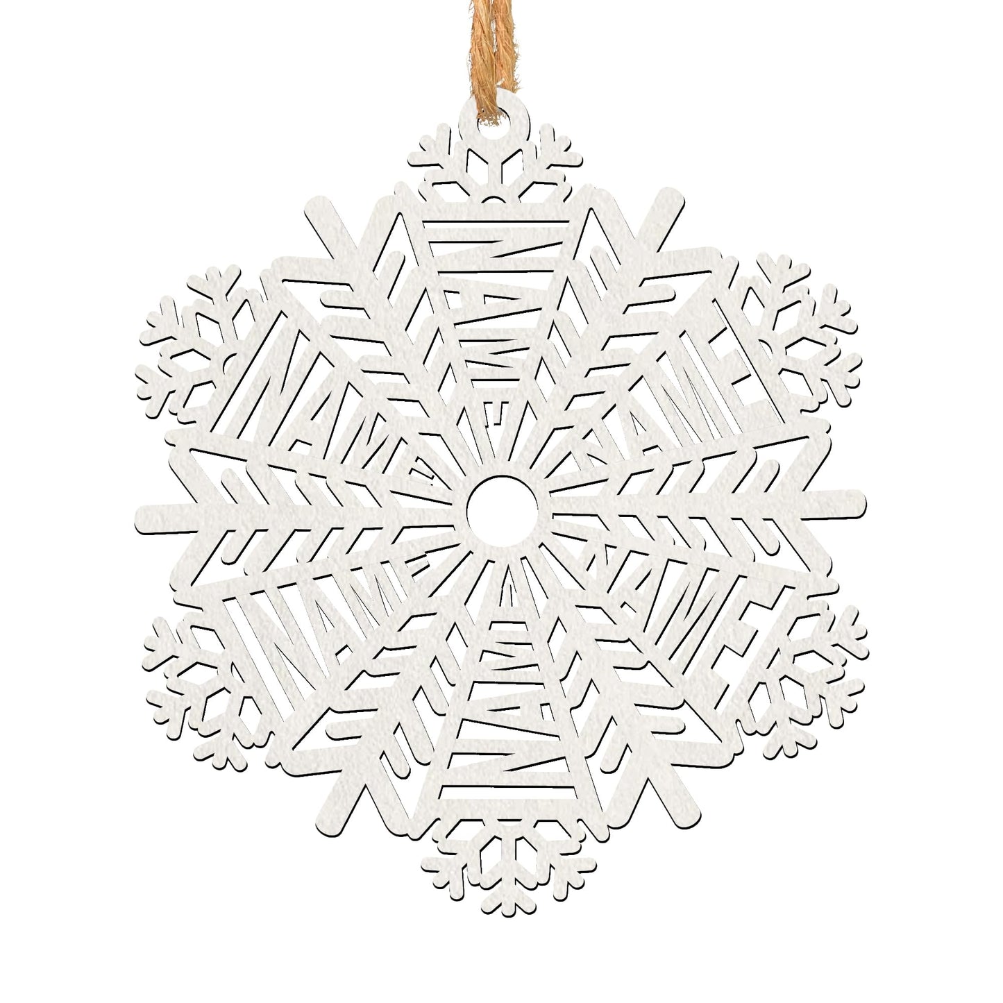 Personalized Planet Snowflake Christmas Tree Ornament with Custom Name Cut on White Wood | Christmas Holiday Décor | Ready to Hang