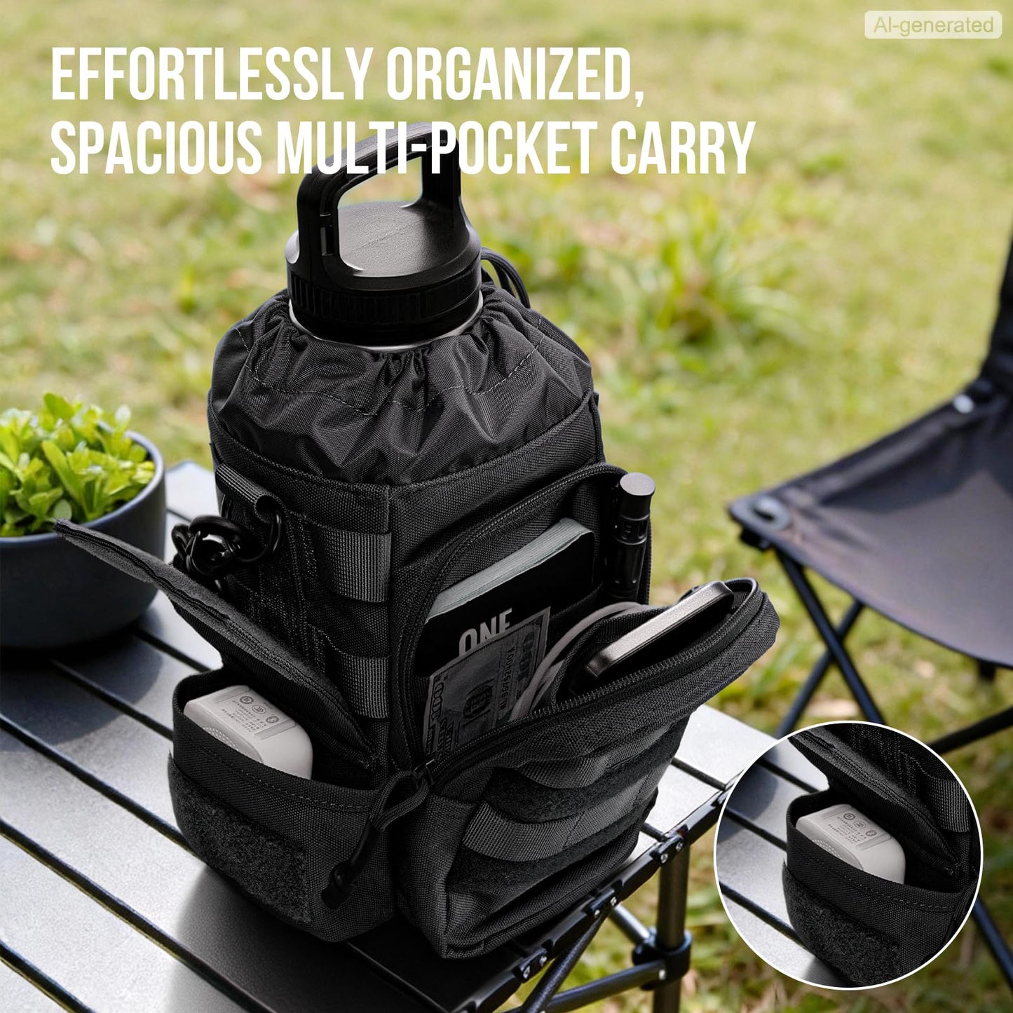 OneTigris Tactical Water Botlle Holder, Molle Pouch for 64 OZ Insulated Water Botlle