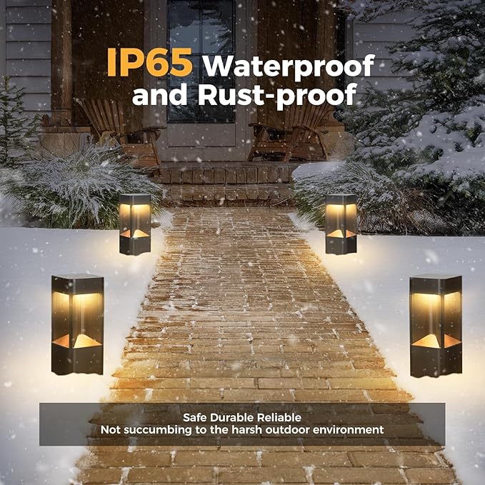 3000K Pathway Lights Black Landscape Path Light Outdoor Waterproof Garden Floor Lamp Modern Walkway Lights LED Warm Light Bollard Lighting Hardwired Aluminum Lawn Post Lights for Entrance Patio Porch