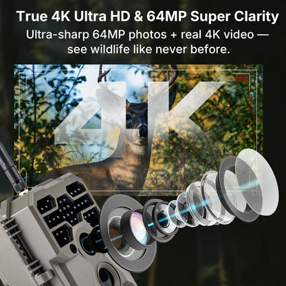 GardePro A80 WiFi Trail Camera (Non-Cellular), 4K Video & 64MP Photo, Live View, No-Glow IR Night Vision, Motion Detection