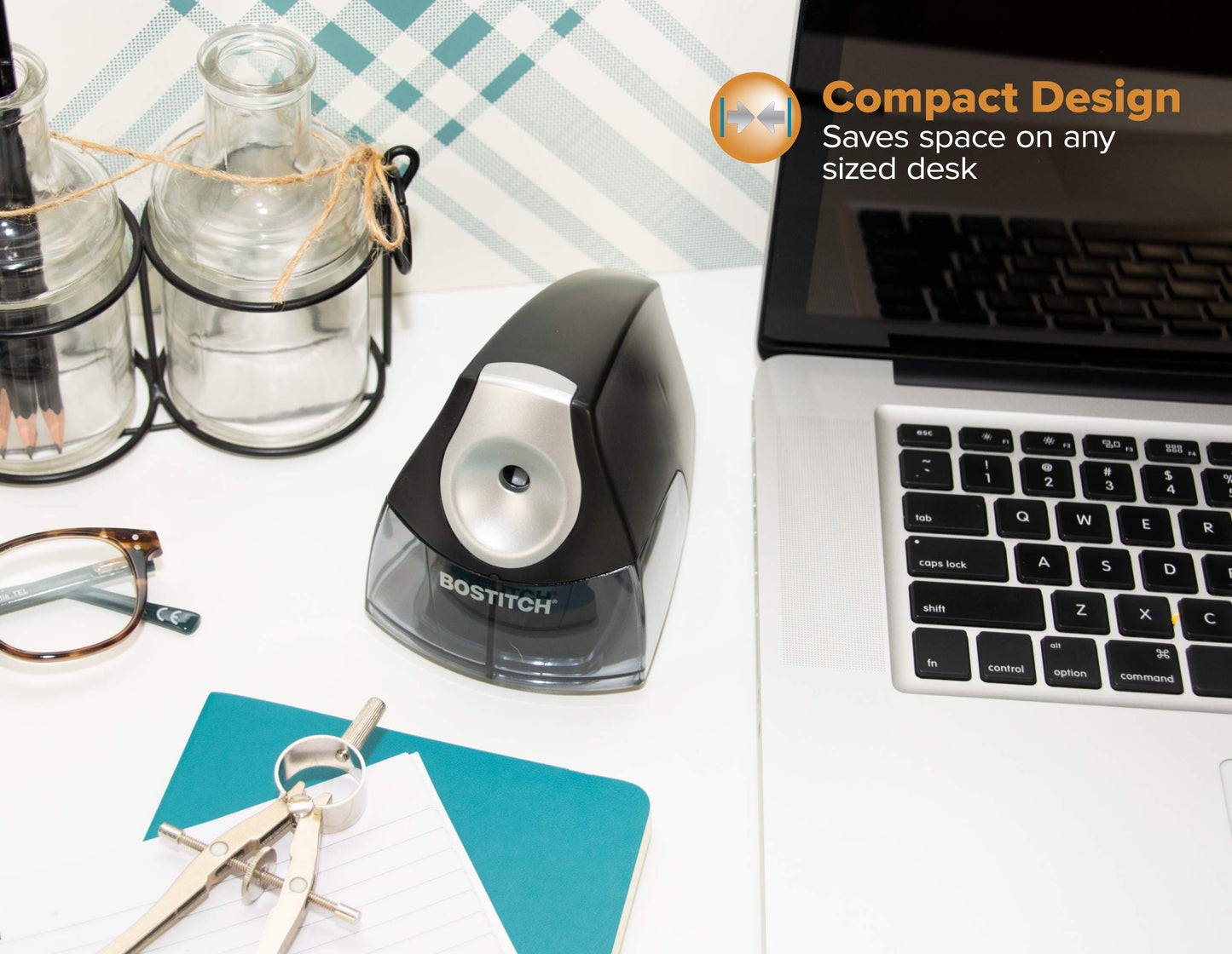 Bostitch Office Electric Pencil Sharpener, Heavy Duty Powerful Stall-Free Motor, High Capacity Shavings Tray, for Office or Classroom, Black