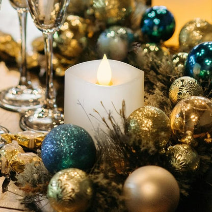 3x3 Flickering Flameless Candles, Real Wax LED Battery Operated Candles, 3 inch Flameless Candles with Remote, for Wedding Holiday Decorations,White
