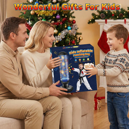 Kids Inflatable Punching Bag Toys: 4 Modes Interactive Boxing Game Stand Set with Music LED Lights Air Pump - Christmas Birthday Gifts Sports Play for Boys Girls Ages 6 7 8 9 10 11 12 Year Old
