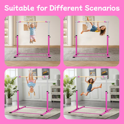 EL&IT·Wings Gymnastic Kip Bar,Horizontal Bar for Kids Girls Junior,3' to 5' Adjustable Height,Home Gym Equipment,Ideal for Indoor and Home Training,300lbs Weight Capacity