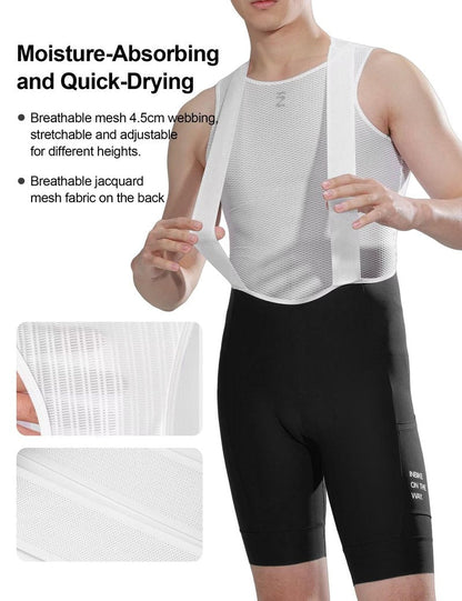 INBIKE Cycling Bib Shorts for Men, 3D Padded Breathable Road Bike Shorts Men, Lightweight Biking Bicycle Bibs with Pockets Black L