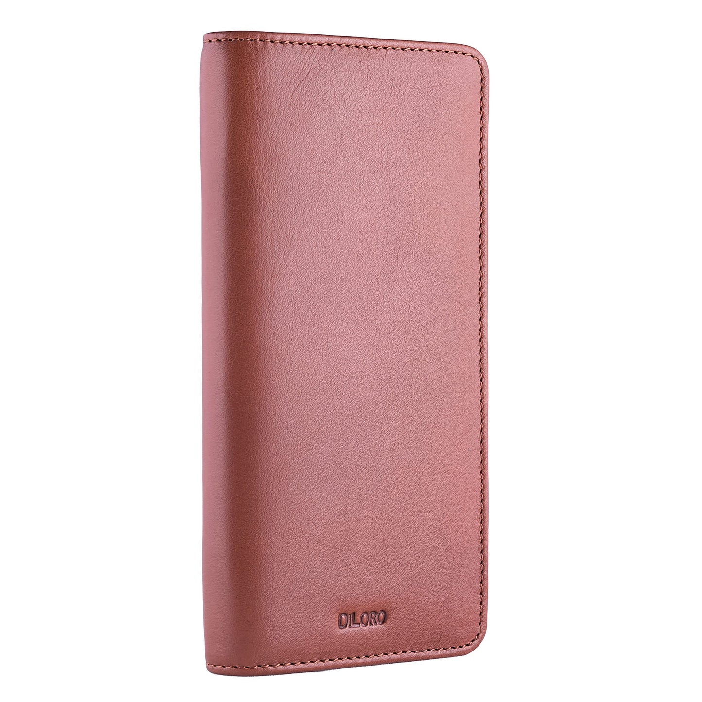 DiLoro Leather Zippered Triple or Quad Pen Case Pencil Pouch Holder for Three or Four Fountain Ballpoint Rollerball Pens or Glasses (Nappa Bugatti)