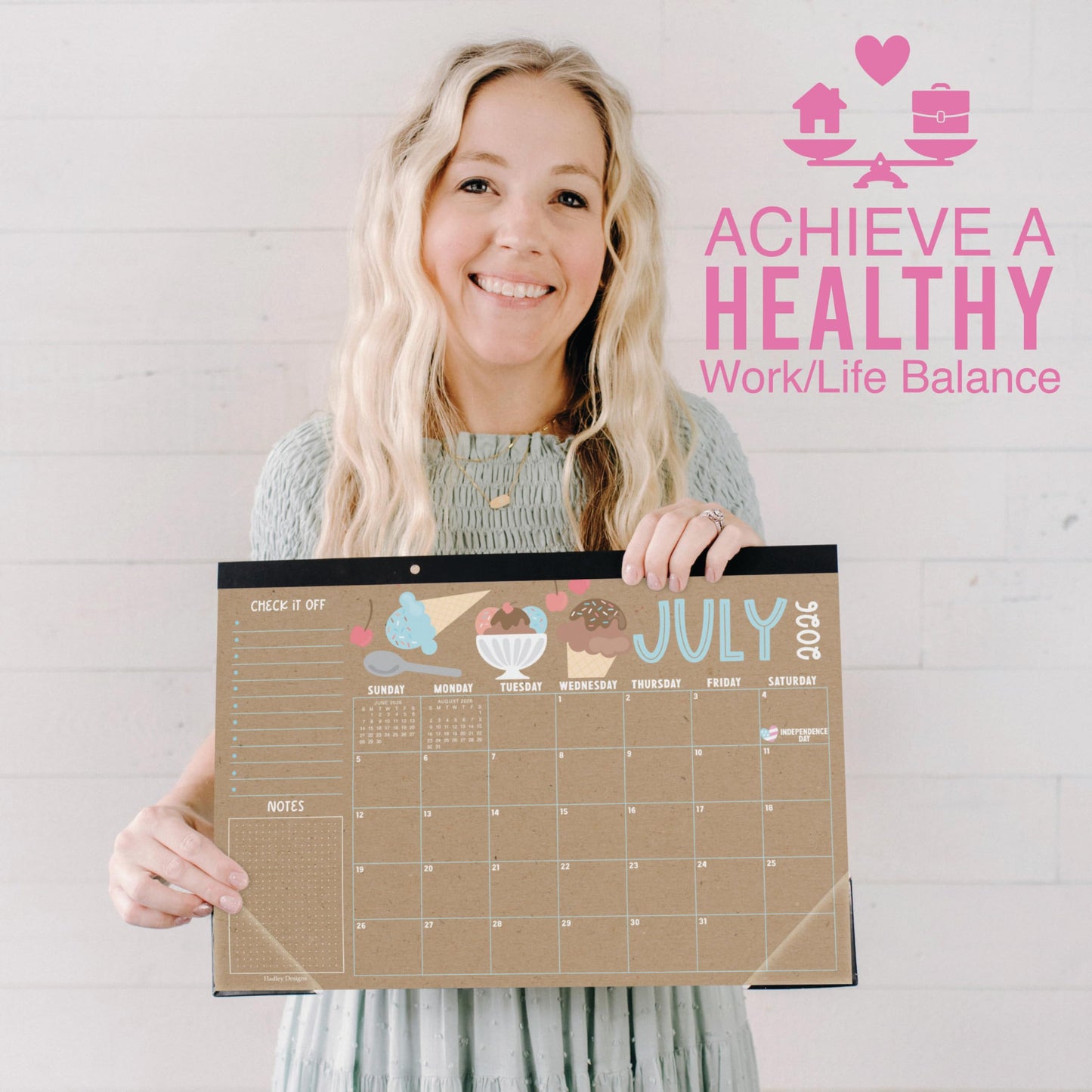 Hadley Designs Large Teacher Desk Calendar 2026-2027 - Desktop Calendar 2026, 18-Month Desk Calendars for Home, Office & Classroom, Cute Classroom Must Haves, Teacher Appreciation Gifts