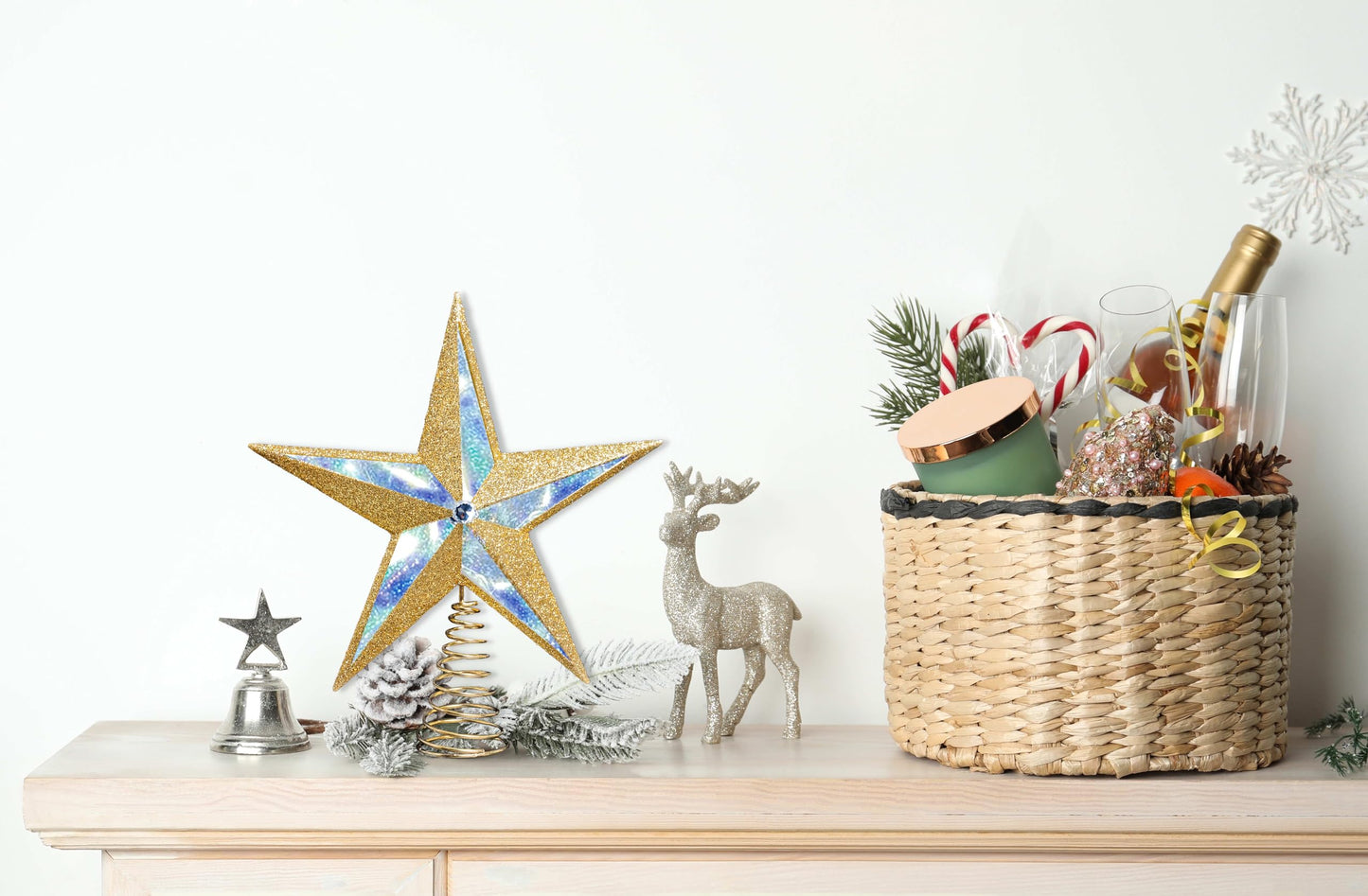 Christmas Traditions 10 inch Large Filigree Gold Holographic Glittered Christmas Star Tree Topper Star for Large Tree 6 feet-8 feet Tall/Home Decor Ornaments (Gold Holographic)