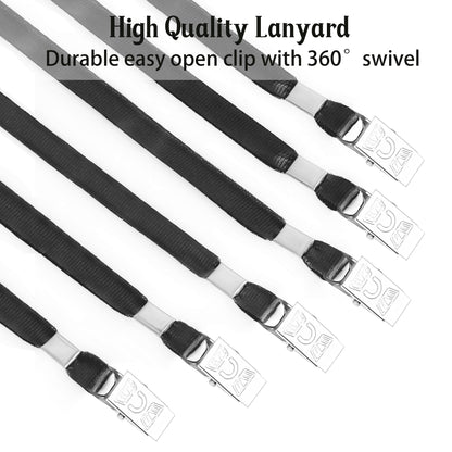 LOCONHA 100Pcs Black Lanyards with Clip lanyards for id Badges (Black)