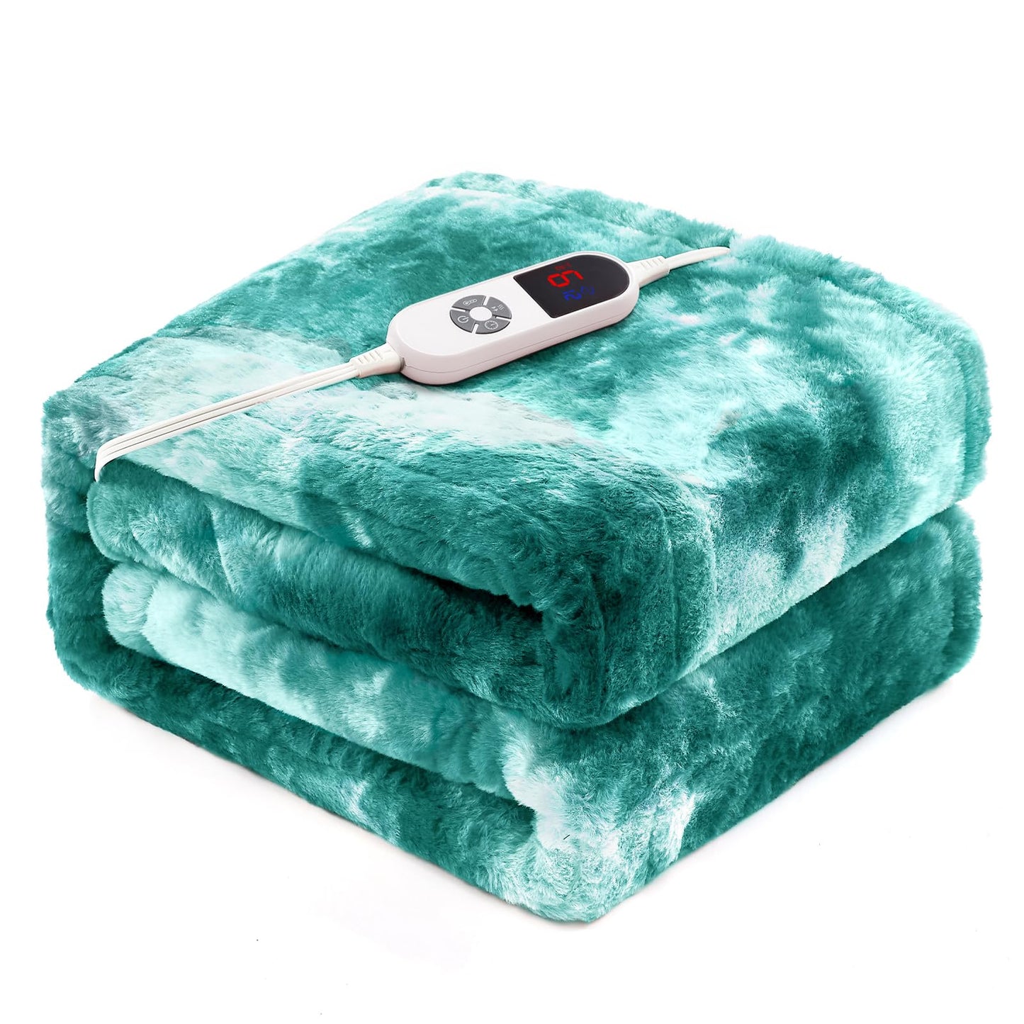 Electric Heated Blanket 50"x60",Luxury Grey Faux Fur Electric Throw Blanket,Fast Heating Soft Fluffy Thick Electric Blanket with 6 Heating Levels & 12H Auto Off