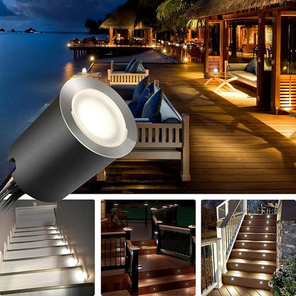 SMY Lighting Recessed LED Deck Light Kits with Black Protecting Shell φ32mm, In Ground Outdoor Landscape Lighting IP67 Waterproof,12V Low Voltage for Garden,Yard Stair,Patio,Floor,Kitchen Decoration