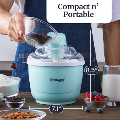 Elite Gourmet Americana Collection Elite EIM520M 1 Quart Automatic Easy Homemade Electric Ice Cream Maker, Frozen Yogurt, Sorbet, Gelato Treat, with Recipes, Mint