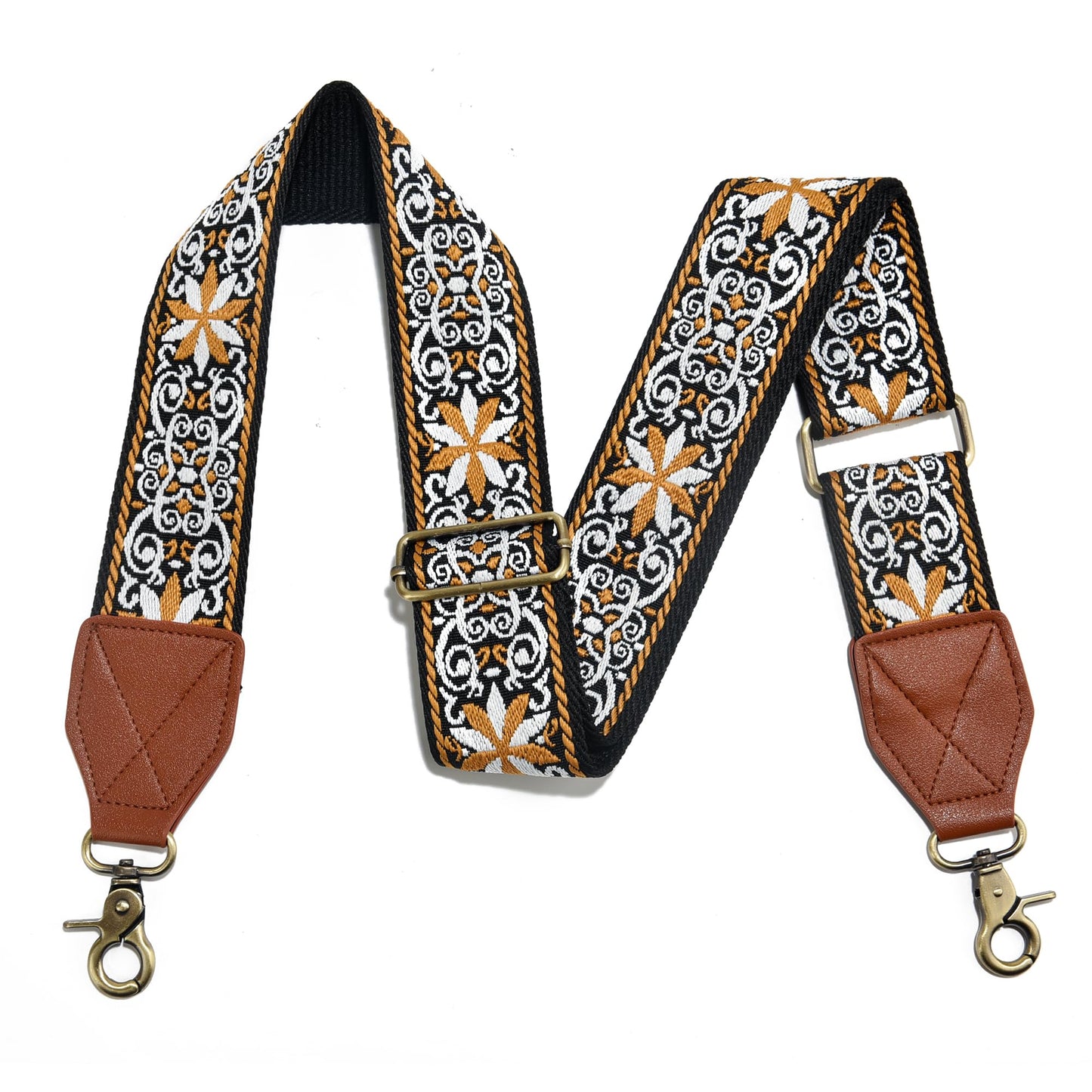 Purse Strap,2" Leather End Shoulder Strap Adjustable Replacement,Retro Jacquard Multi-pattern Crossbody Bag Straps