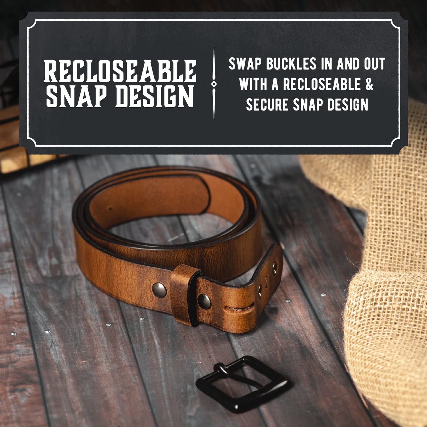 Main Street Forge No Buckle Belt | Made in USA Mens Cowboy Belt | 1 1/2" Leather Belt Strap | Bootlegger Brown 38
