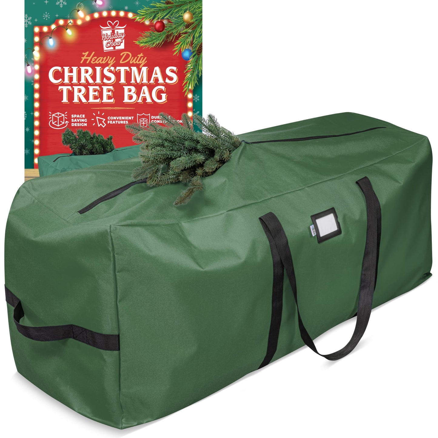 Holiday Cheer Christmas Storage Bag Heavy Duty Fits Up to 9ft Tall Artificial Tree, Waterproof with Durable Handles & Zipper Xmas Tree Storage Bag (Green)