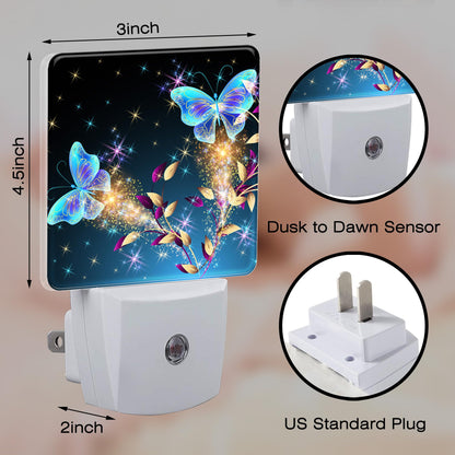 Magical Butterflies with Flowers Night Light Plug into Wall, Glitter Sparkle Butterfly Dusk to Dawn Night Light Plug in,0.5w Energy Saving Sleep Friendly NightLight for Kids Boys Girls Home Decor
