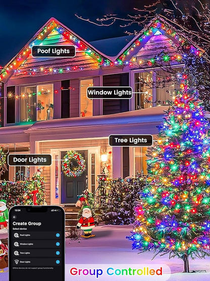 Smart Color Changing Christmas Lights with Remote & APP, 175FT 500 LED RGB Dimmable Christmas String Lights, Waterproof Fairy Twinkle Light for Indoor Outdoor Xmas Tree Wedding Holiday Decorations