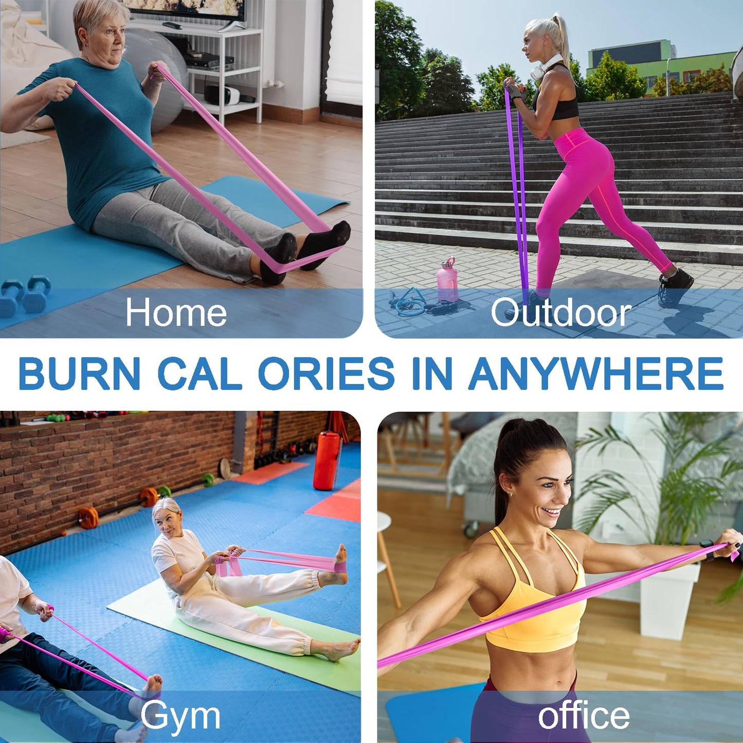 Lianjindun 5 Pcs Professional Resistance Bands. Latex-Free, Pilates Band, Work Out Bands, Stretch Bands for Working Out Women or Men, Exercise Bands Set for Pilates, Physical Therapy, Yoga