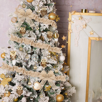 Sotiff 68 PCS Woodland Christmas Tree Ornaments Decoration Set - Includes Forest Animal, Gold Ball, Hedgehog, Jute Tree Wrap & Bows for Farmhouse Rustic Fall Winter Holiday Party Decor
