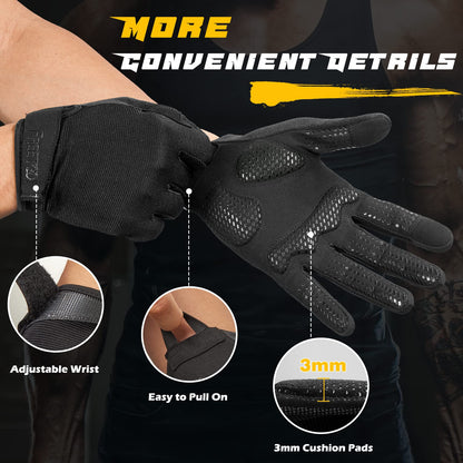 FREETOO Full-Finger Workout Gloves for Men, Padded Gym Gloves with Excellent Grip and Palm Protection