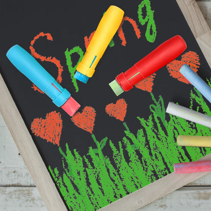 Windspeed Sidewalk Chalk Holder - 10 Pcs Railroad and Jumbo 1 Inch Plastic Holders for Kids, Teachers, Students, School, Office and Artists