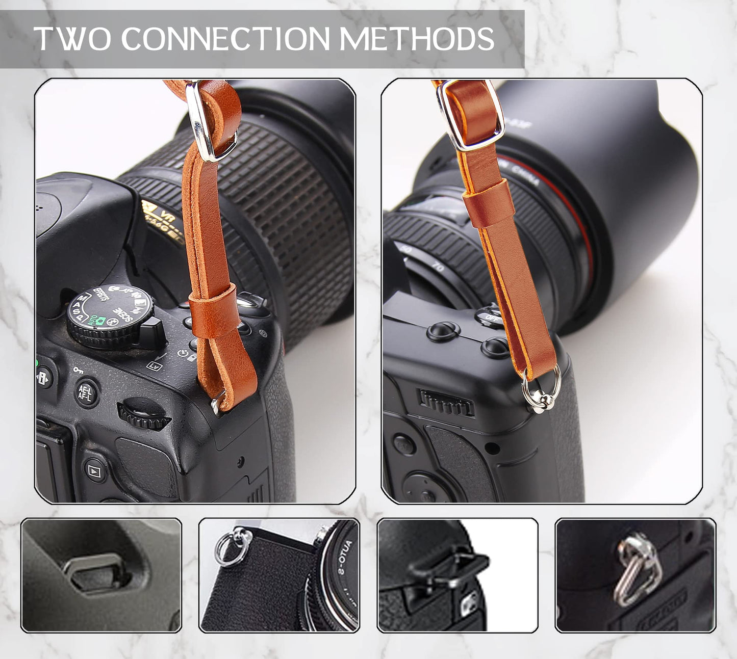 MY MEMORY Handmade Genuine Leather Camera Strap,Adjustable Camera Neck Shoulder Strap for All SLR and DSLR-Brown