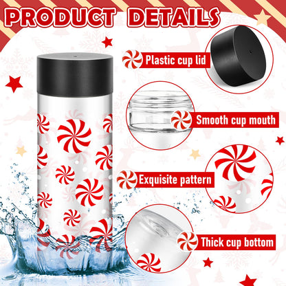 FYSUIMU 24 Pcs Christmas Plastic Cups with Lids Xmas Candy Reusable Plastic Tumbler Empty Clear Drink Containers Water Bottles for Storing Smoothie Milk Tea Juice Beverages Xmas Party Favors Supplies