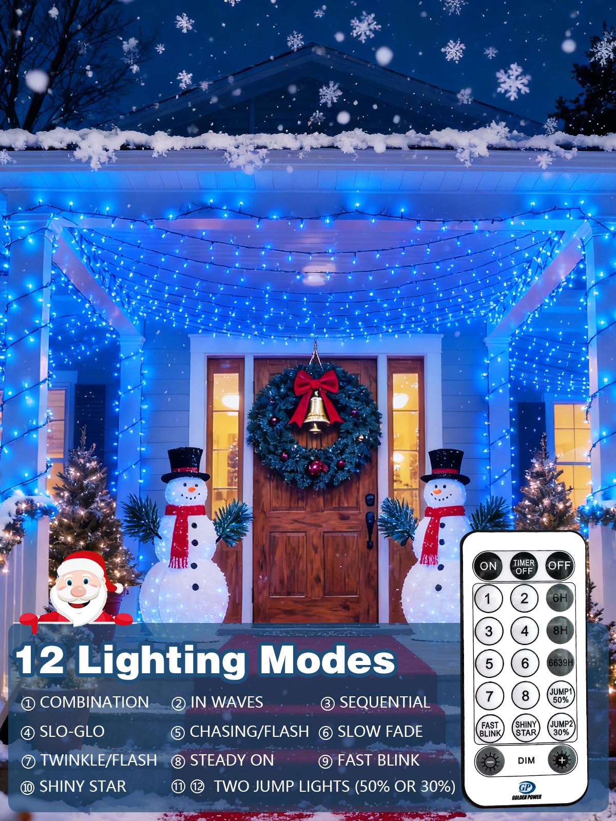 Voice Controlled Christmas Lights with Remote, 99 FT 300 LED String Lights Indoor Outdoor with 12 Modes 3 Timers, Dimmable Twinkle Light Plug in Waterproof for Xmas Tree Yard Party Decorations, Blue