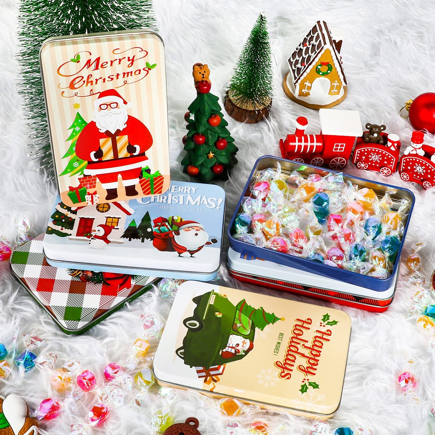 MGparty 16 PCS Christmas Gift Card Tin Holder Boxes Unique Gift Card Tin Boxes Holders with Lids for Christmas Holiday Gift Box Set, Xmas Party Favors